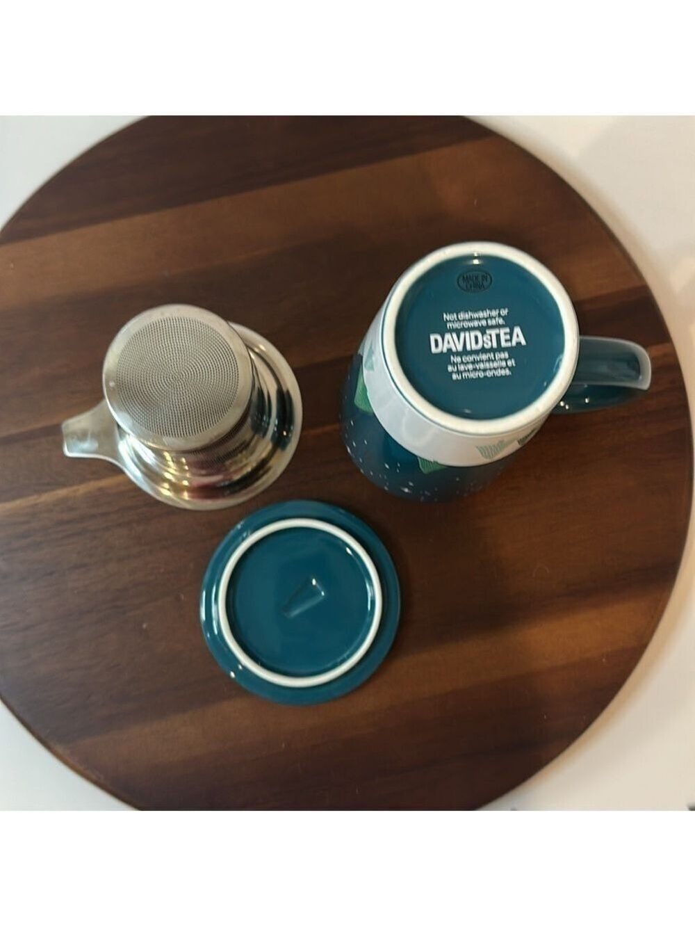 David’s Tea “Drink Tea & Be Merry” Perfect Mug with Lid + Infuser - Picture 6 of 6